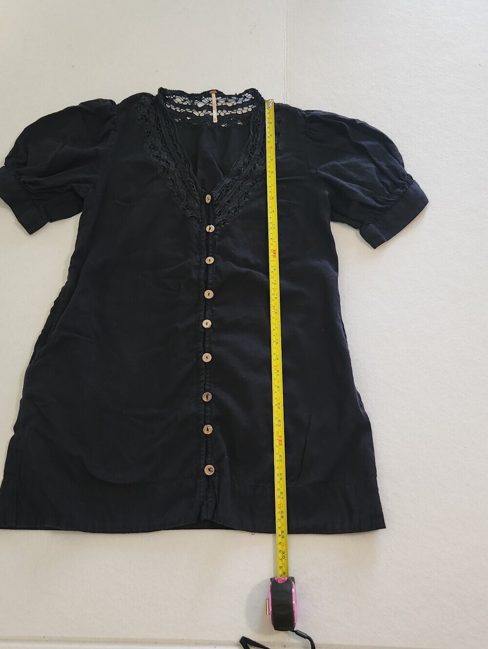 Free People Black Mini Dress with Button Front And Pockets Size Xsmall - Picture 5 of 9